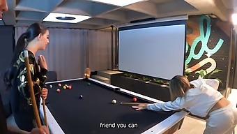 Two Gorgeous Brunettes And A Bisexual Guy In A Wild Threesome