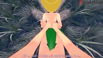 Tinker Bell And Another Fairy Engage In Sexual Activity With A Male Character Named Peter Pank In A Short Video With A Red Filter
